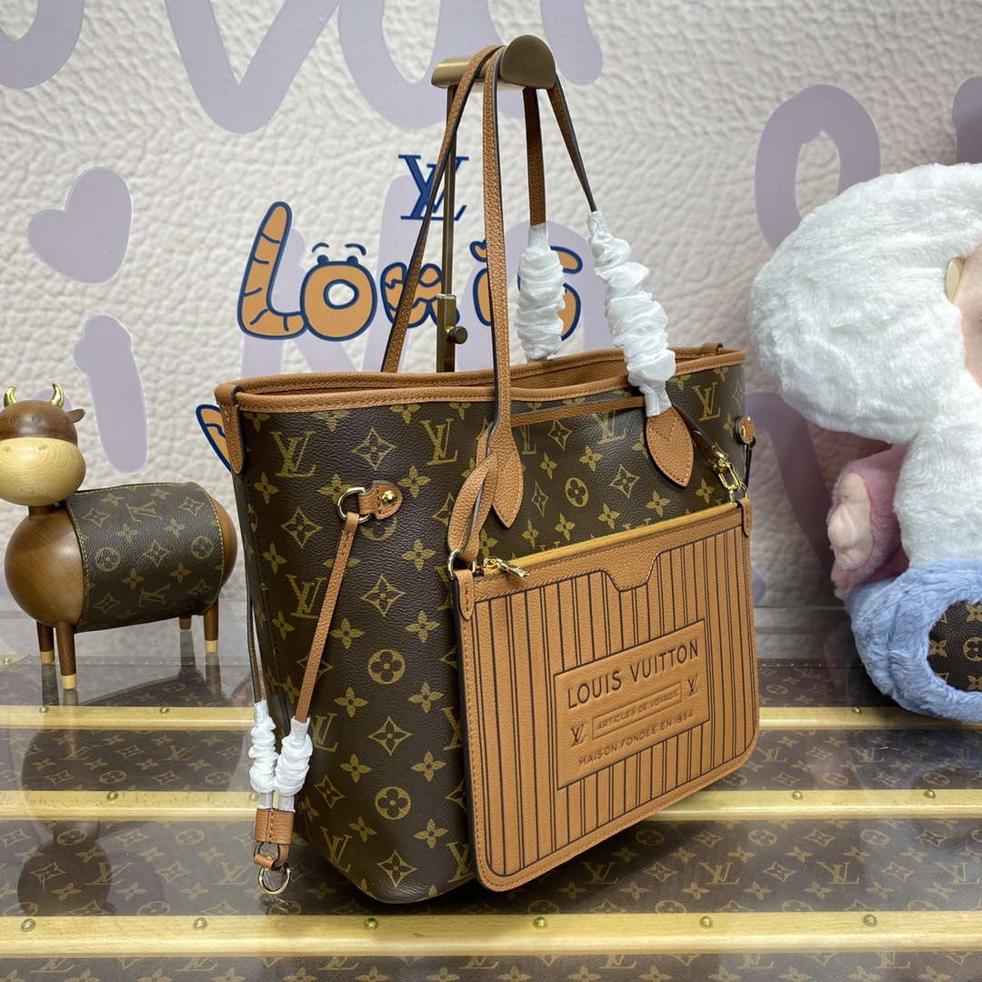 LV M12061 Louis Vuitton Reversible Neverfull Inside Out MM Handbag Brown - Default Title - View 4