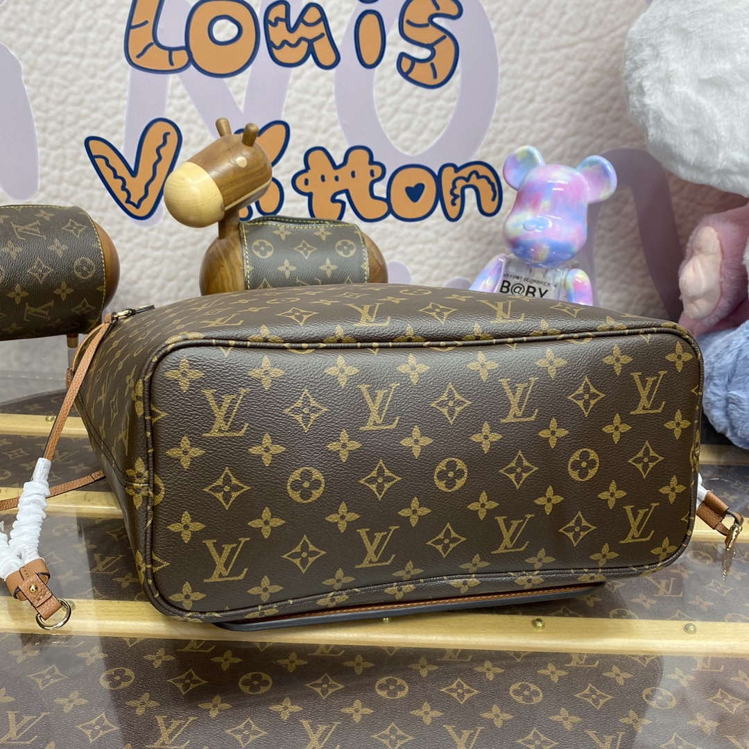 LV M12061 Louis Vuitton Reversible Neverfull Inside Out MM Handbag Brown