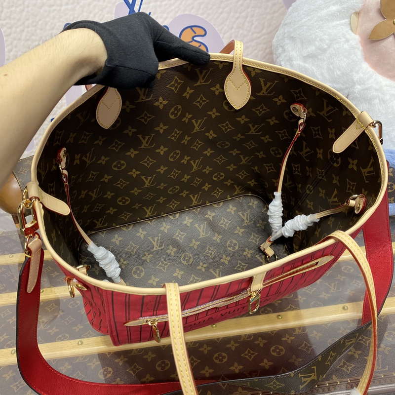 LV M12096 Louis Vuitton Reversible Neverfull Inside Out MM Handbag Red