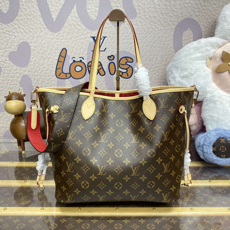 LV M12096 Louis Vuitton Reversible Neverfull Inside Out MM Handbag Red