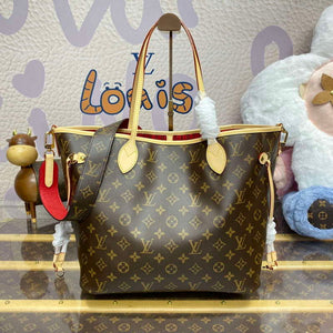 LV M12096 Louis Vuitton Reversible Neverfull Inside Out MM Handbag Red - Default Title - View 4