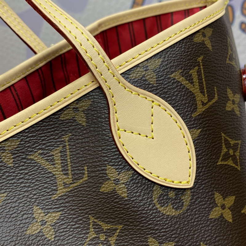 LV M12096 Louis Vuitton Reversible Neverfull Inside Out MM Handbag Red - Default Title - View 8