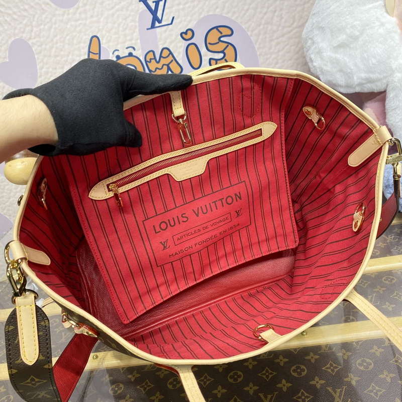 LV M12096 Louis Vuitton Reversible Neverfull Inside Out MM Handbag Red - Default Title - View 16