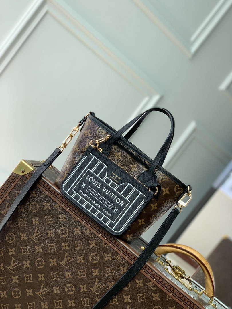 LV M12099 Louis Vuitton Reversible Neverfull Bandouliere  Inside Out BB Handbag Black - Default Title - View 1