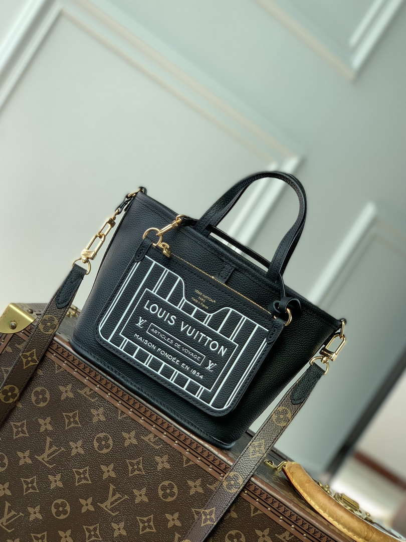 LV M12099 Louis Vuitton Reversible Neverfull Bandouliere  Inside Out BB Handbag Black