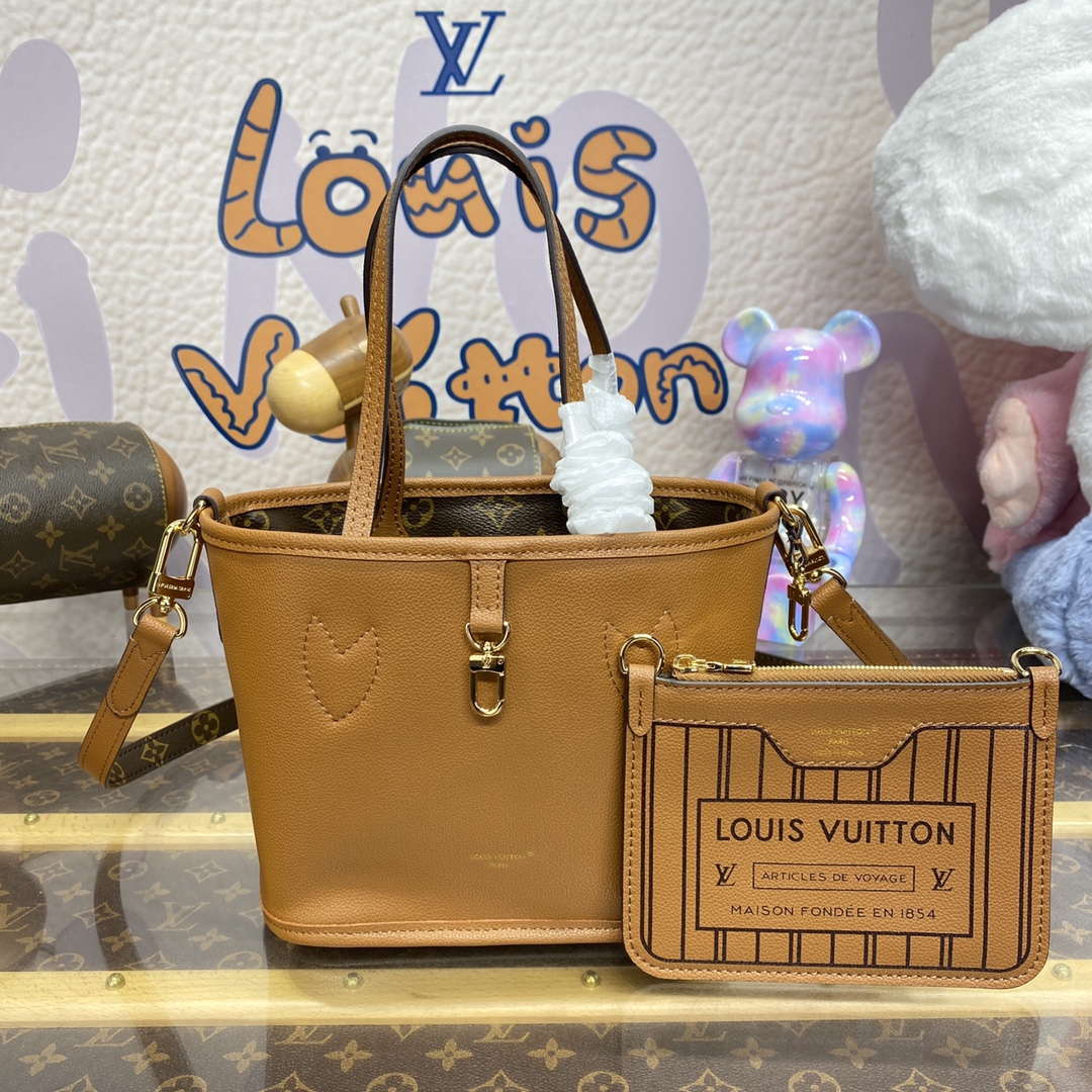 LV M12099 Louis Vuitton Reversible Neverfull Bandouliere  Inside Out BB Handbag Brown