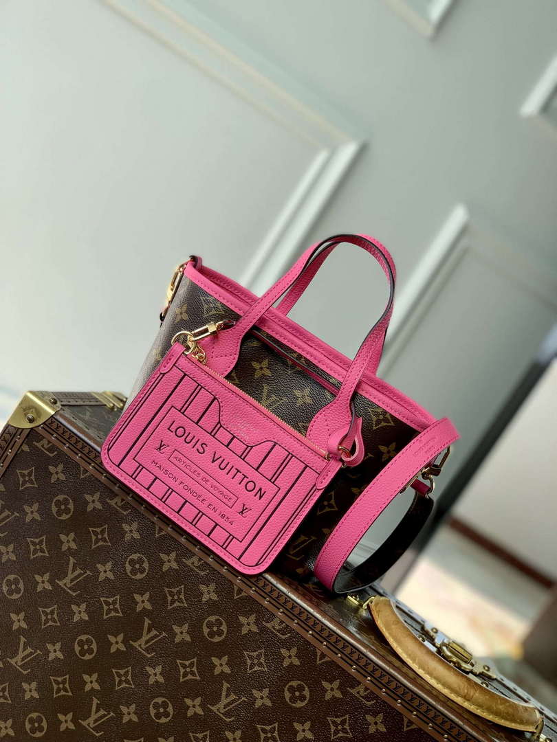 LV M12106 Louis Vuitton Neverfull Bandouliere  Inside Out BB Handbag Rose - Default Title - View 1