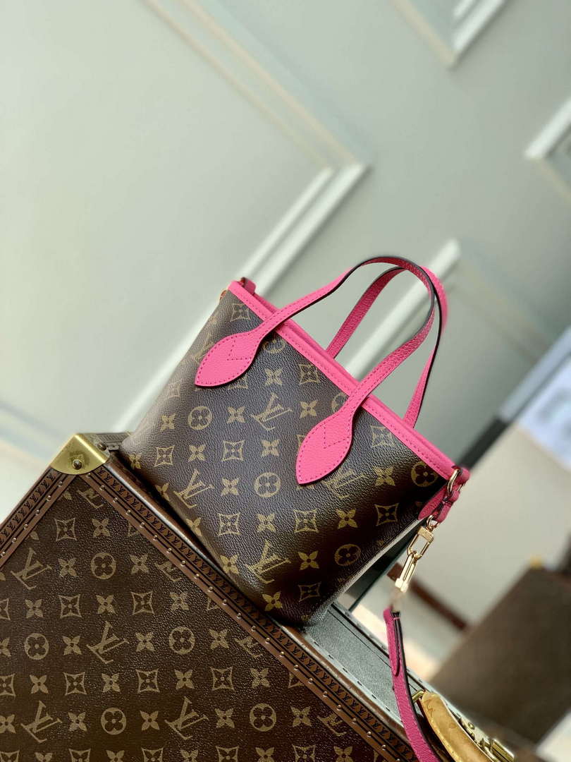 LV M12106 Louis Vuitton Neverfull Bandouliere  Inside Out BB Handbag Rose