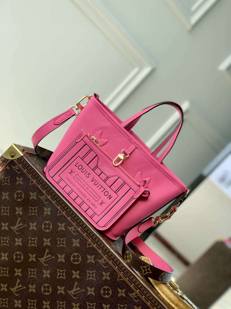 LV M12106 Louis Vuitton Neverfull Bandouliere  Inside Out BB Handbag Rose