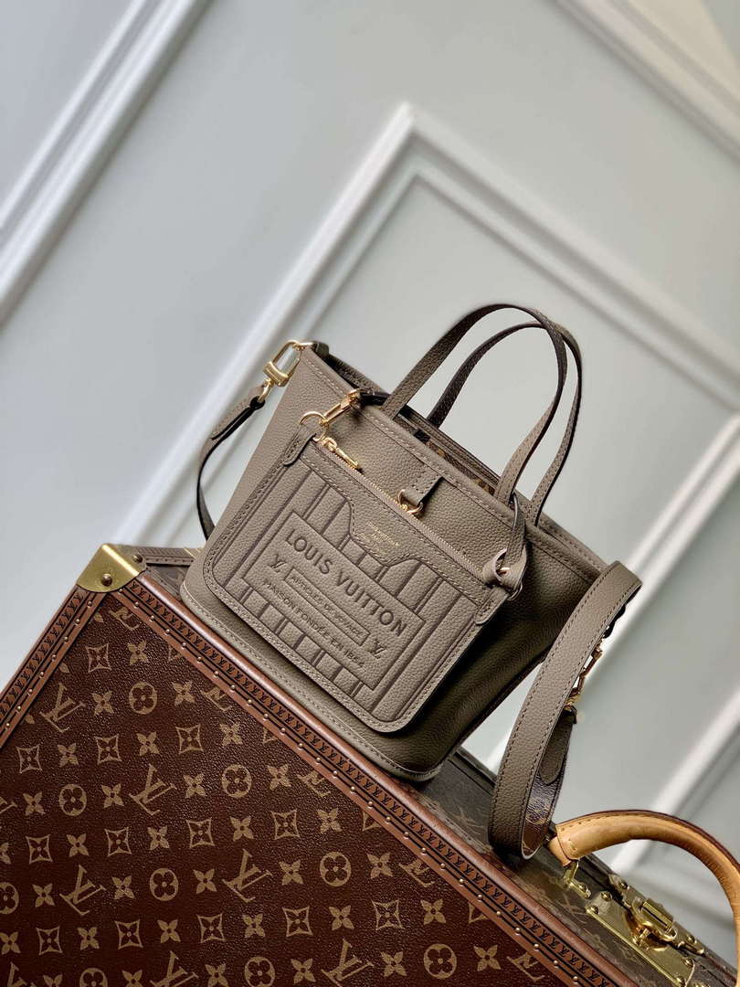 LV M12109 Louis Vuitton Neverfull Bandouliere  Inside Out BB Handbag Gray
