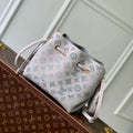 LV M12125 Louis Vuitton Bella Mahina Leather Bucket Bag Brume Gray - Default Title - View 1