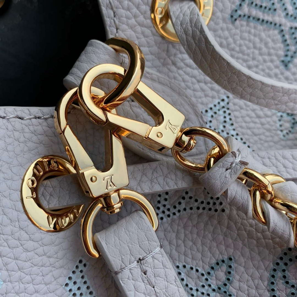 LV M12125 Louis Vuitton Bella Mahina Leather Bucket Bag Brume Gray