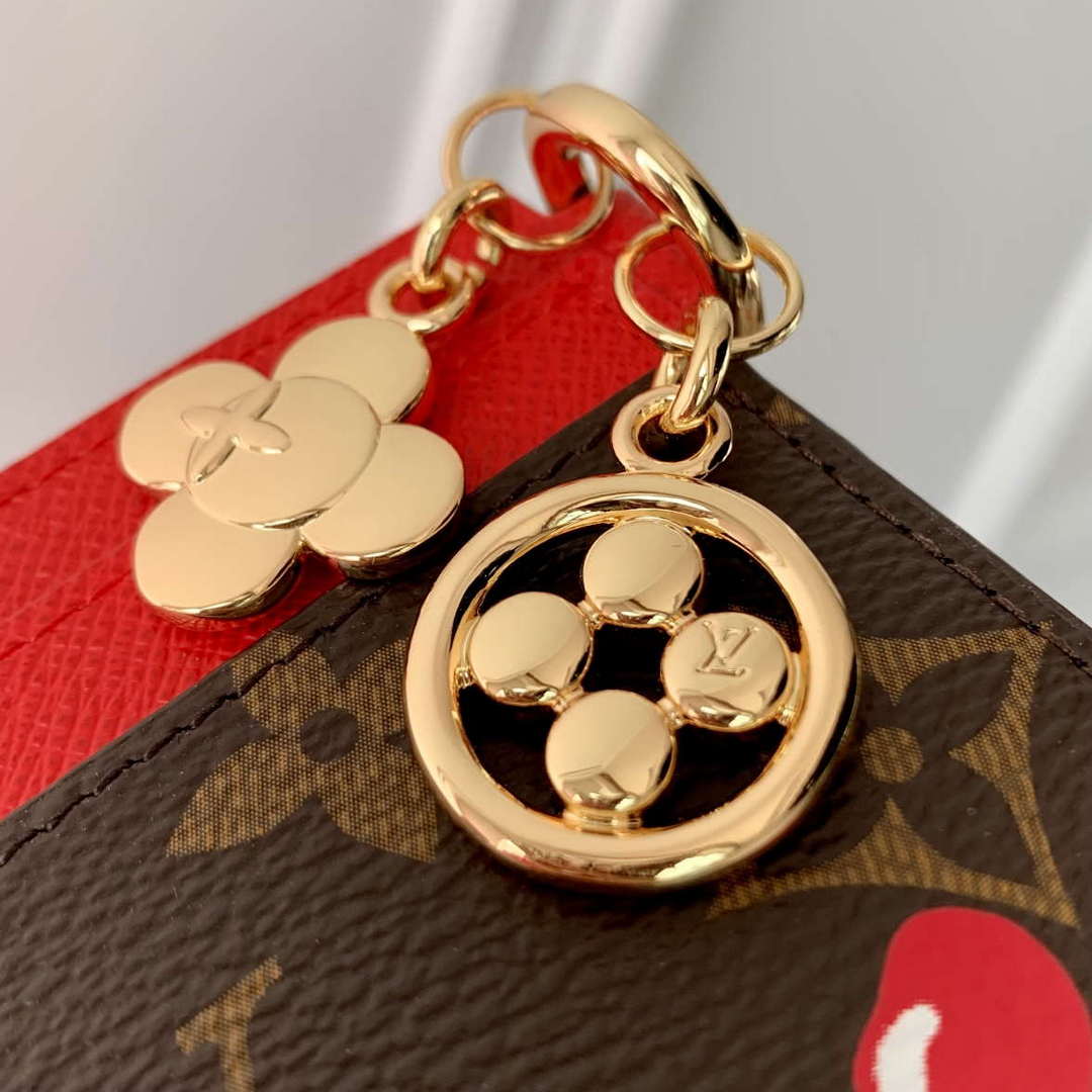LV M12215 Louis Vuitton LV Charms Card Holder Candy Red