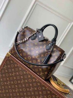 LV M12243 Louis Vuitton Speedy Soft 30 Dark Bag Monogram Black - Default Title - View 1
