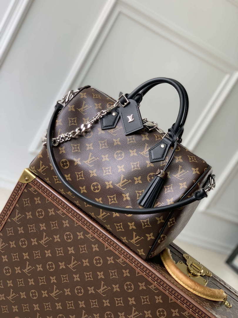 LV M12243 Louis Vuitton Speedy Soft 30 Dark Bag Monogram Black - Default Title - View 1