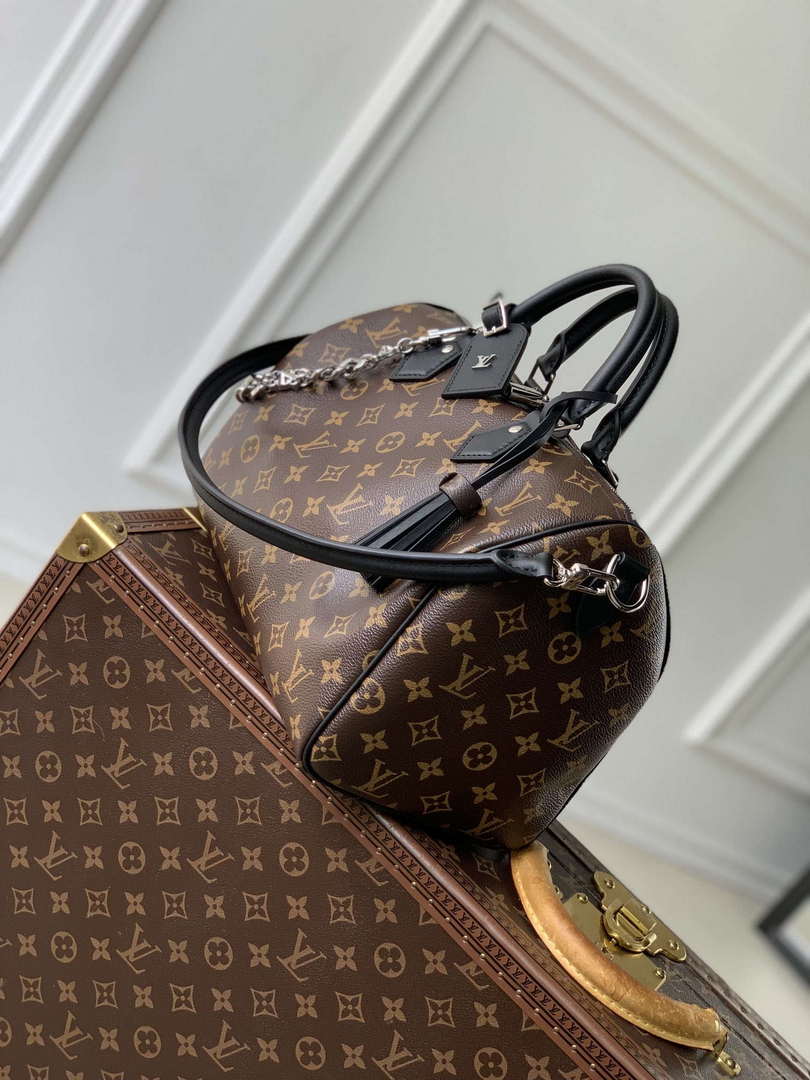 LV M12243 Louis Vuitton Speedy Soft 30 Dark Bag Monogram Black