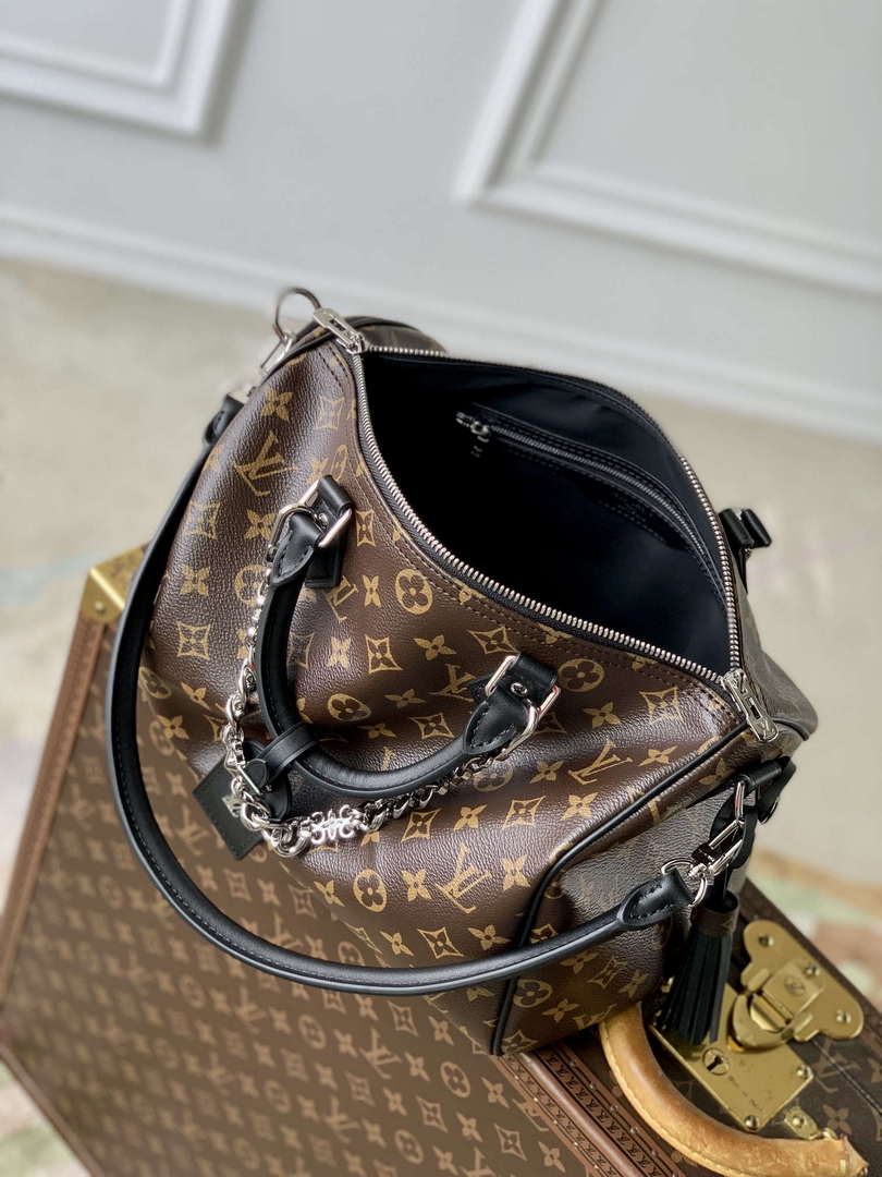 LV M12243 Louis Vuitton Speedy Soft 30 Dark Bag Monogram Black