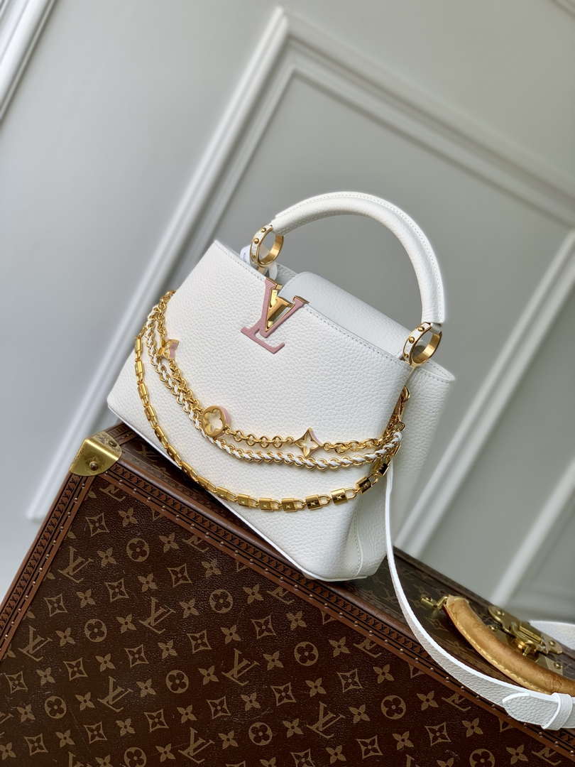 LV M12279 Louis Vuitton Capucines BB Bag Silver Sea