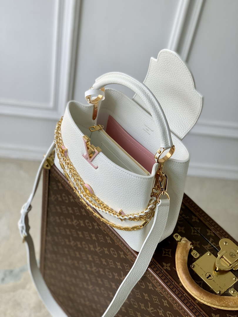 LV M12279 Louis Vuitton Capucines BB Bag Silver Sea