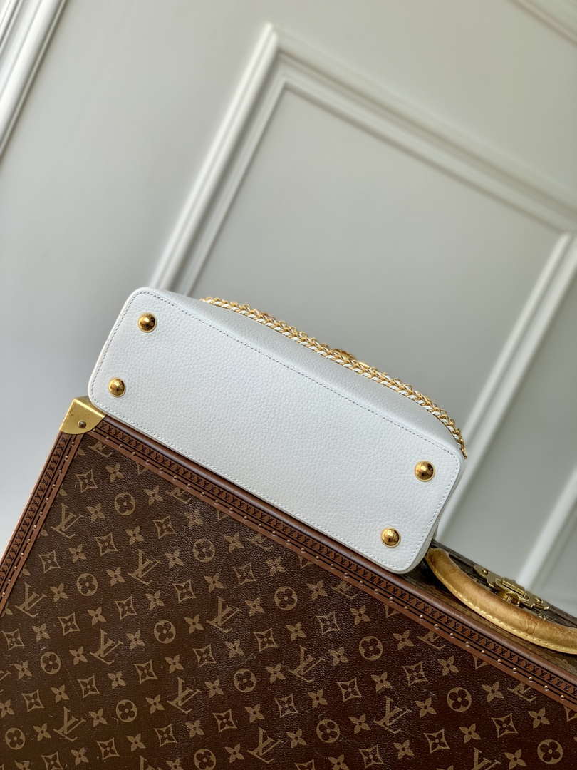 LV M12279 Louis Vuitton Capucines MM Handbag Silver Sea