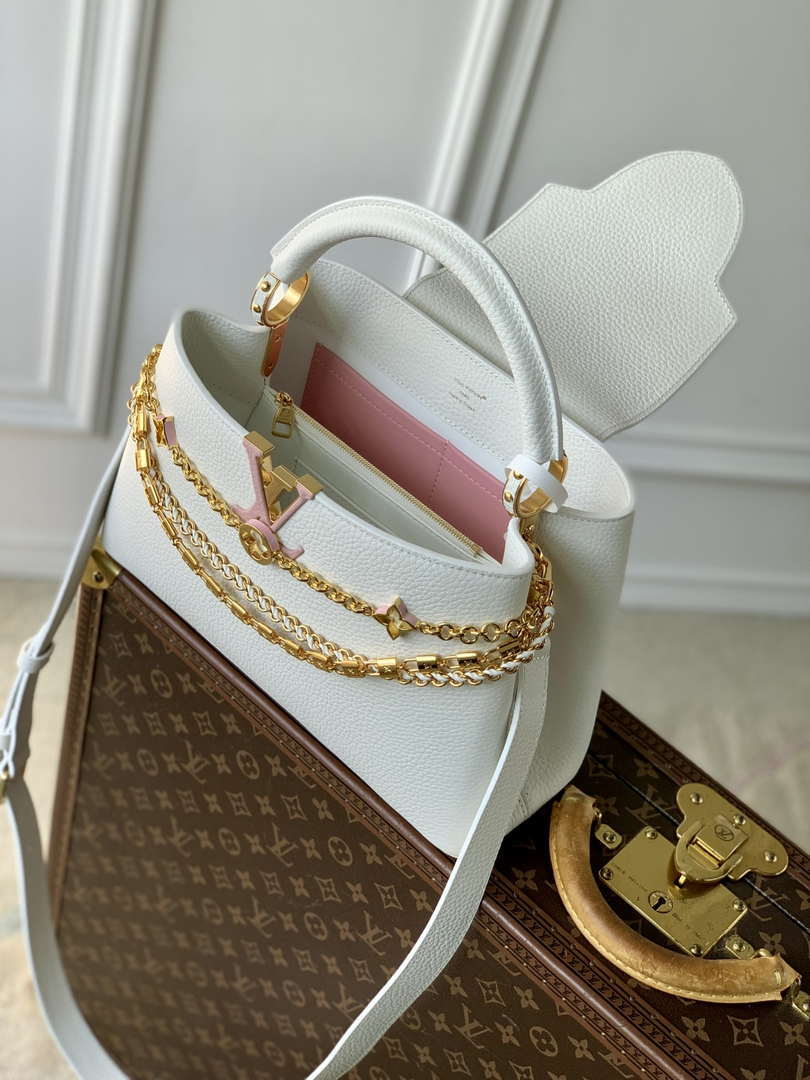 LV M12279 Louis Vuitton Capucines MM Handbag Silver Sea - Default Title - View 9