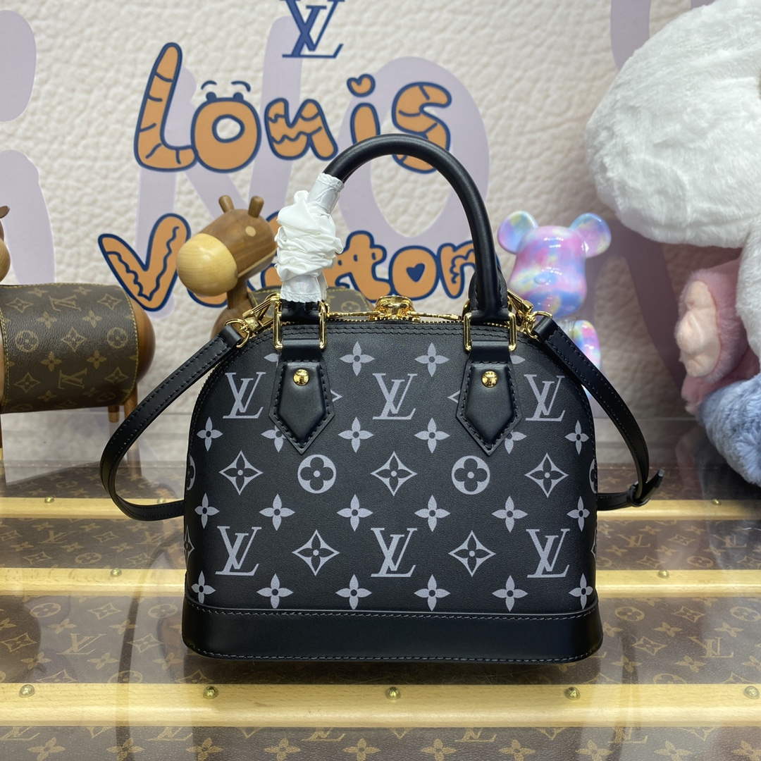 LV M12289 Louis Vuitton Alma BB Calfskin Leather Bag Black - Default Title - View 2