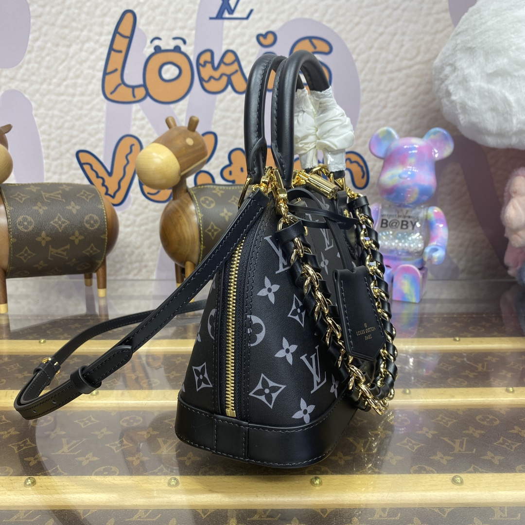 LV M12289 Louis Vuitton Alma BB Calfskin Leather Bag Black - Default Title - View 3