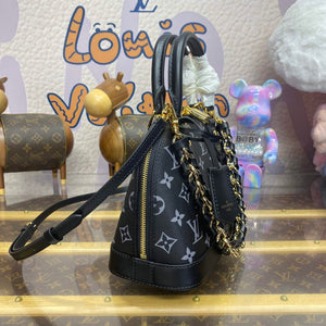 LV M12289 Louis Vuitton Alma BB Calfskin Leather Bag Black - Default Title - View 3