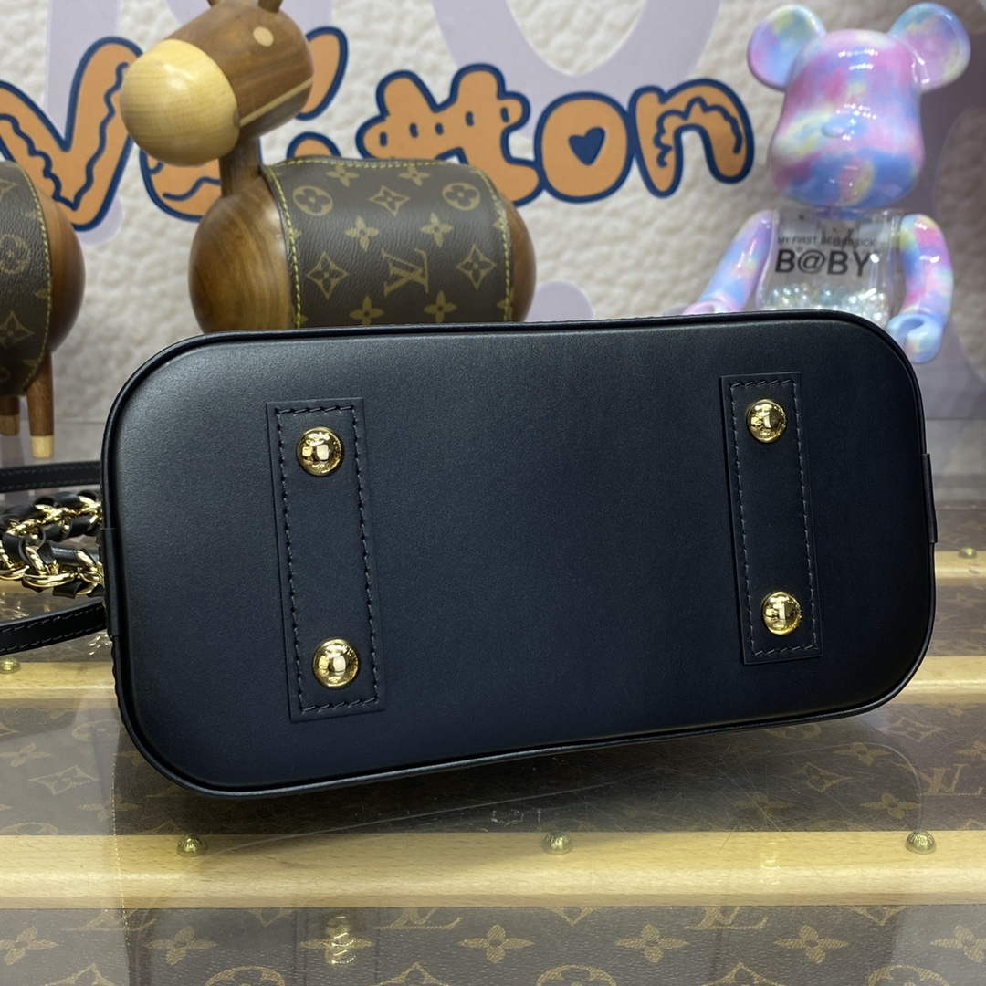 LV M12289 Louis Vuitton Alma BB Calfskin Leather Bag Black - Default Title - View 4