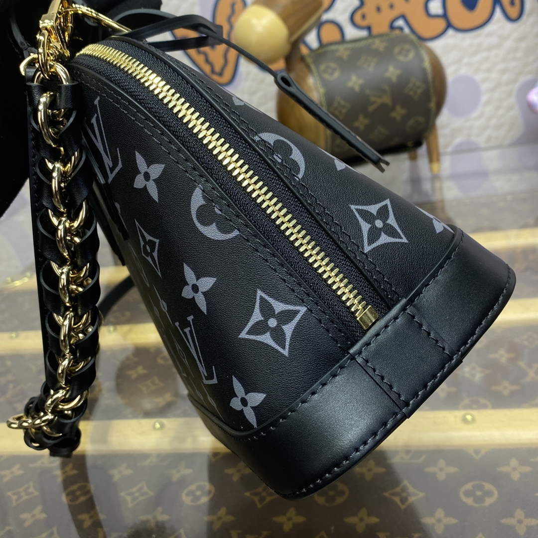 LV M12289 Louis Vuitton Alma BB Calfskin Leather Bag Black - Default Title - View 5