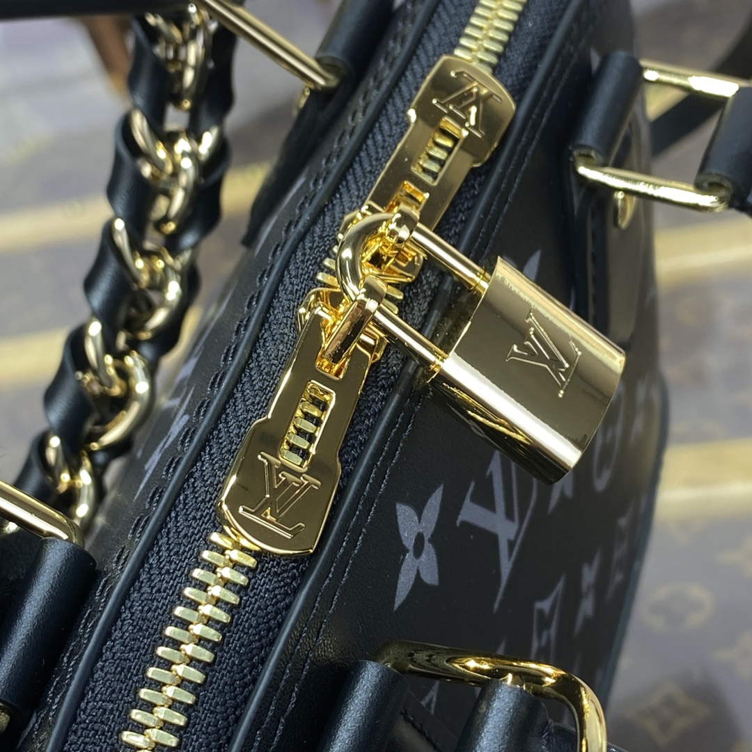 LV M12289 Louis Vuitton Alma BB Calfskin Leather Bag Black - Default Title - View 7