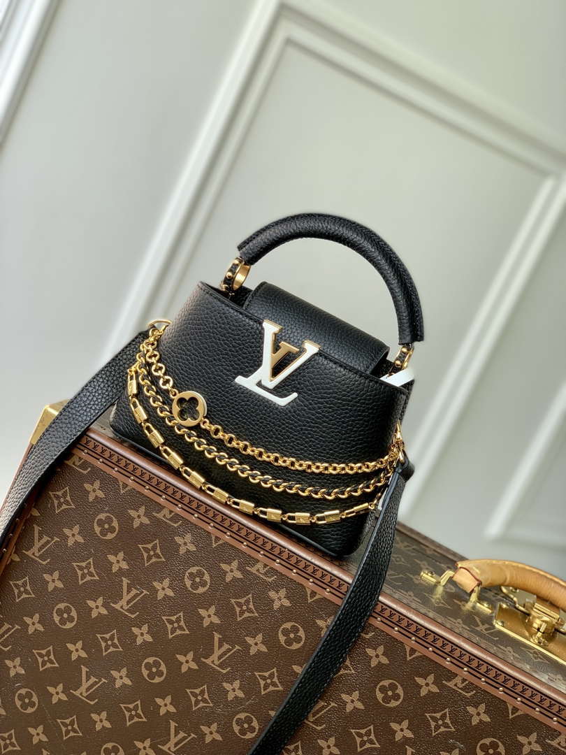 LV M12345 Louis Vuitton Capucines Mini Bag Black - Default Title - View 1