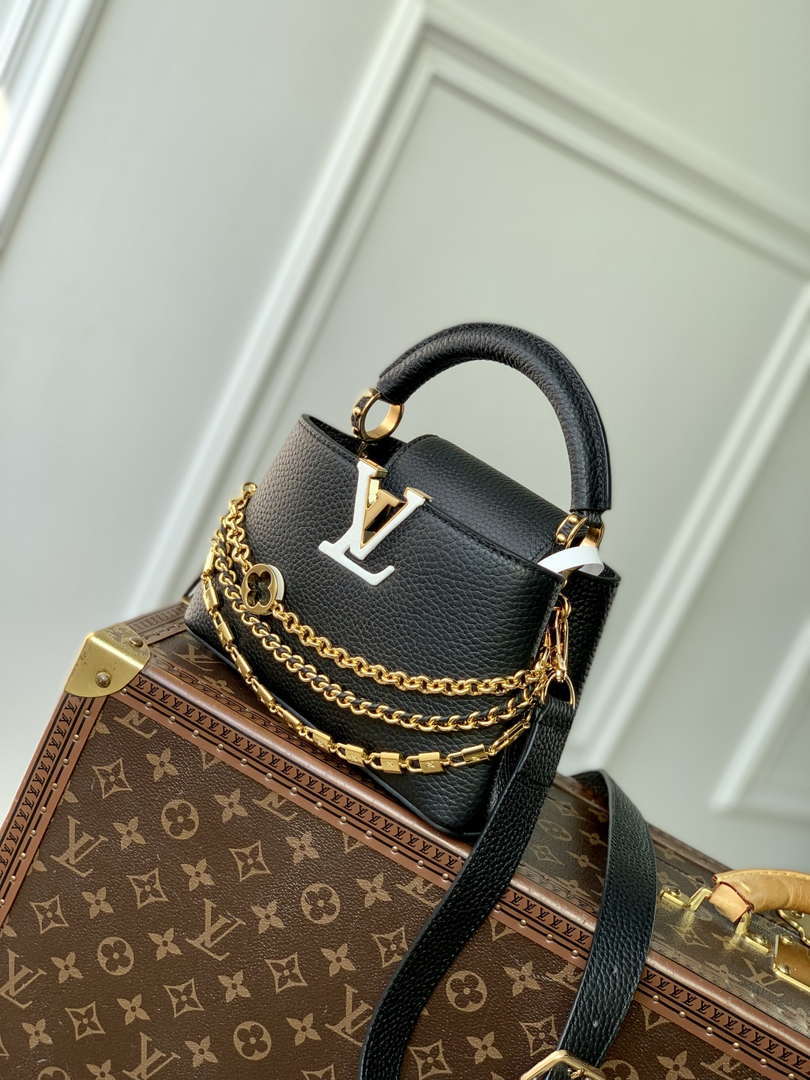 LV M12345 Louis Vuitton Capucines Mini Bag Black