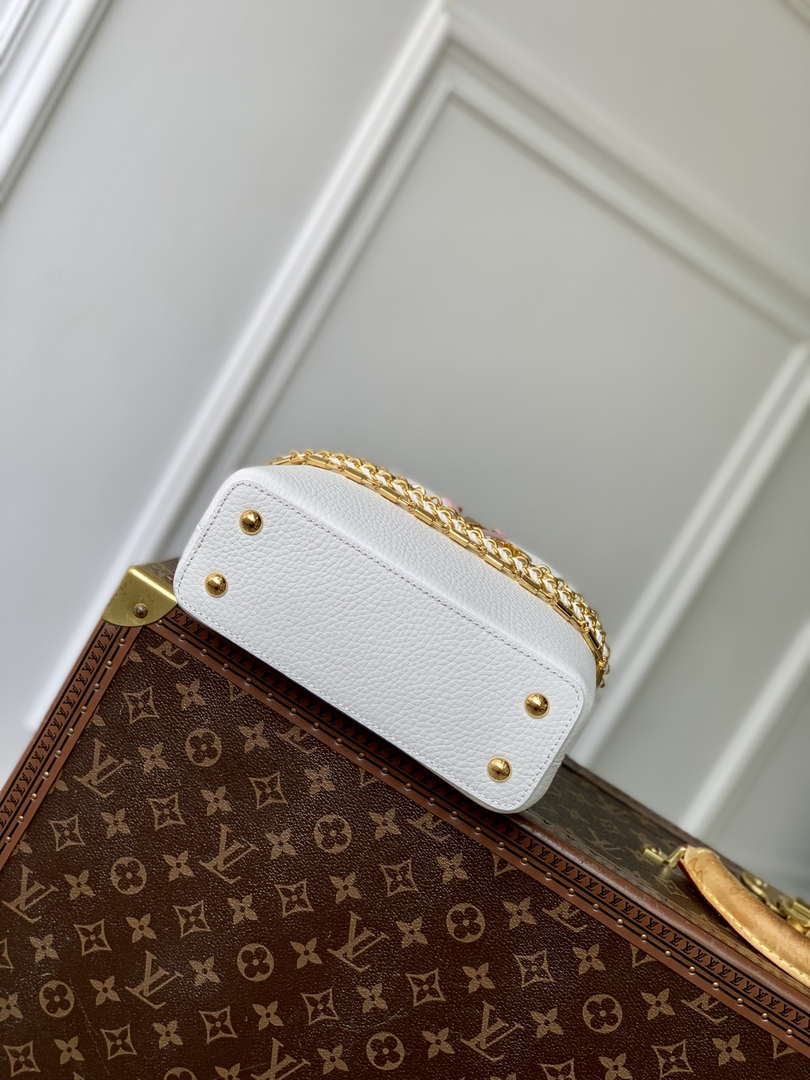 LV M12279 Louis Vuitton Capucines Mini Bag Silver Sea