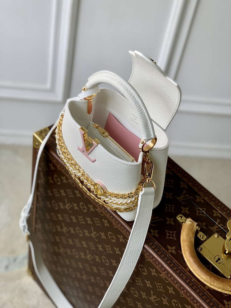 LV M12279 Louis Vuitton Capucines Mini Bag Silver Sea