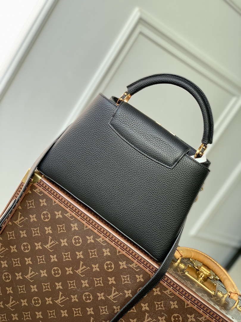 LV M12345 Louis Vuitton Capucines MM Handbag Black