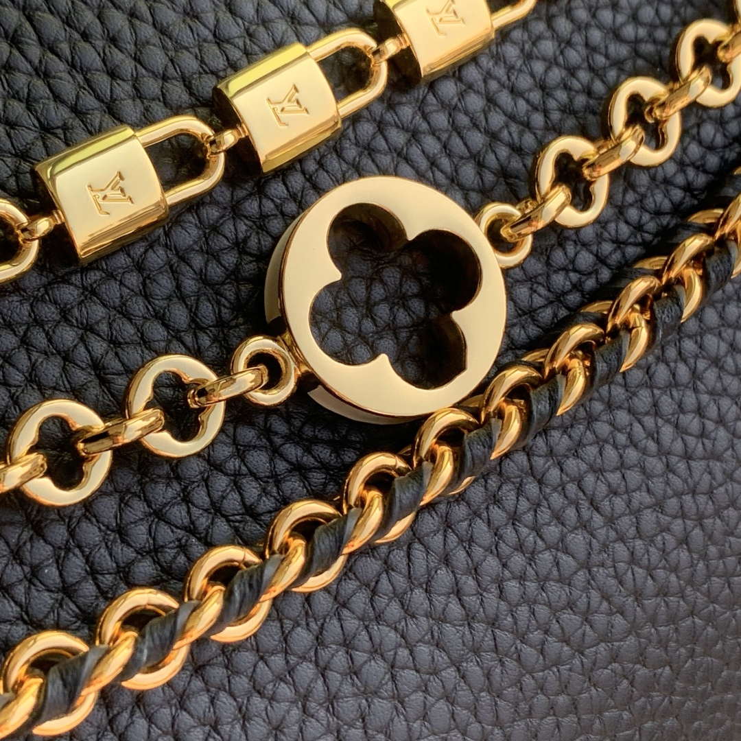 LV M12345 Louis Vuitton Capucines MM Handbag Black - Default Title - View 7
