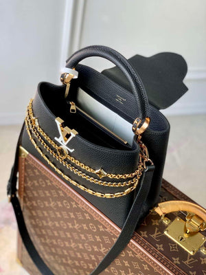 LV M12345 Louis Vuitton Capucines MM Handbag Black - Default Title - View 9