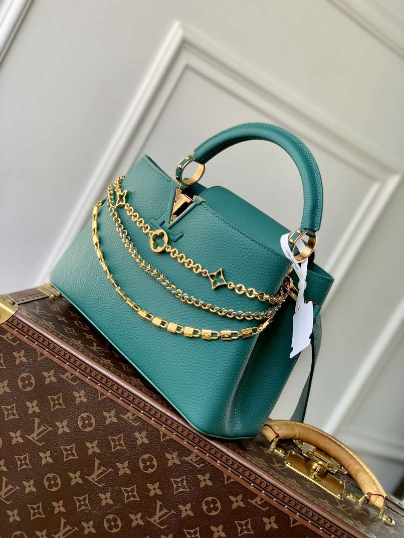 LV M12345 Louis Vuitton Capucines MM Handbag Green