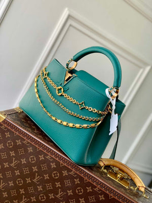LV M12345 Louis Vuitton Capucines MM Handbag Green - Default Title - View 2