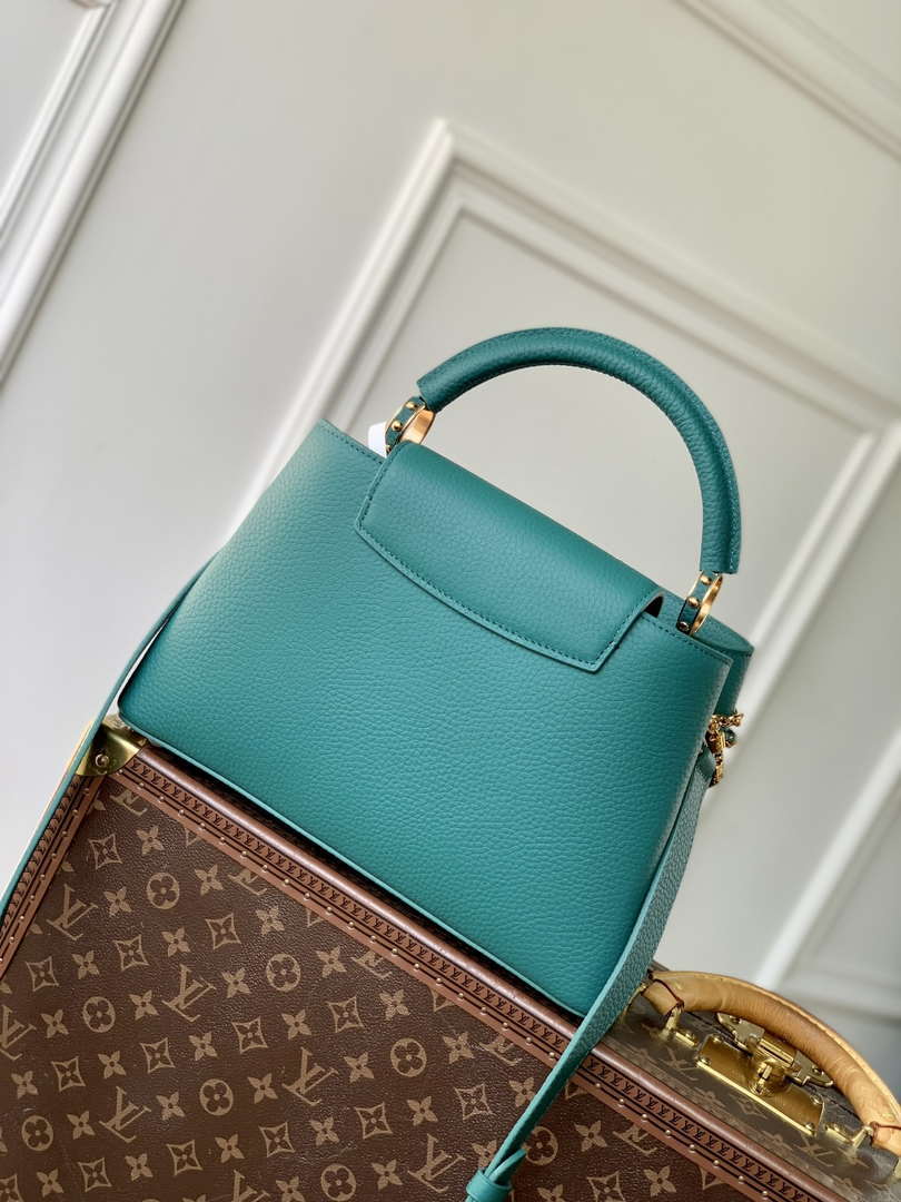 LV M12345 Louis Vuitton Capucines MM Handbag Green - Default Title - View 3