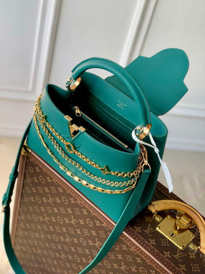LV M12345 Louis Vuitton Capucines MM Handbag Green - Default Title - View 9