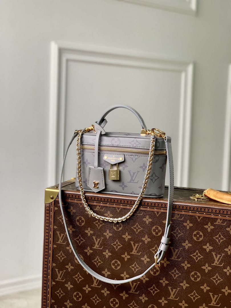 LV M12427 Louis Vuitton Vanity Chain Pouch Bag Trianon Gray