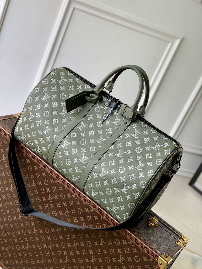 LV M12504 Louis Vuitton Keepall Bandouliere 50 Travel Bag Monogram Shadow