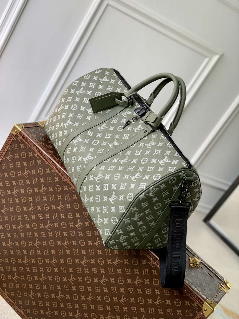 LV M12504 Louis Vuitton Keepall Bandouliere 50 Travel Bag Monogram Shadow