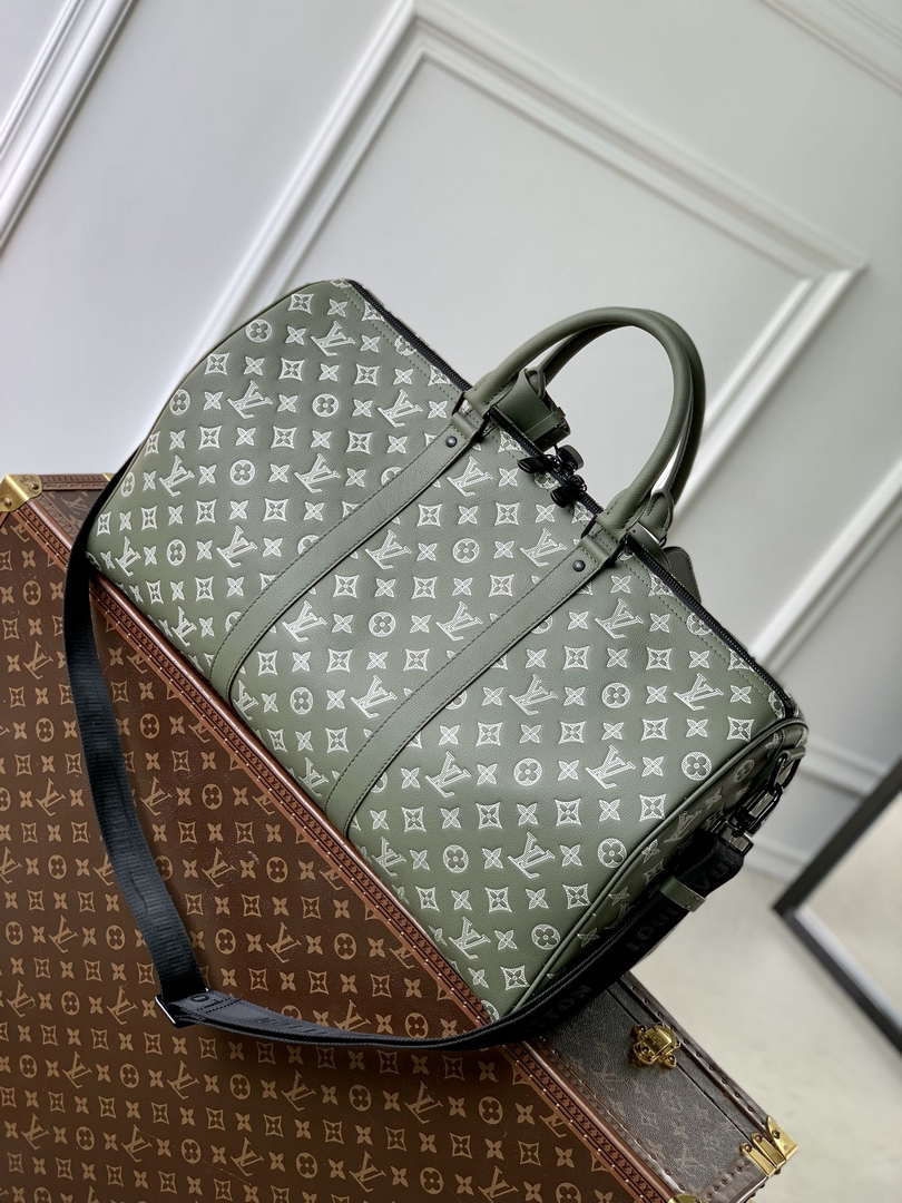 LV M12504 Louis Vuitton Keepall Bandouliere 50 Travel Bag Monogram Shadow