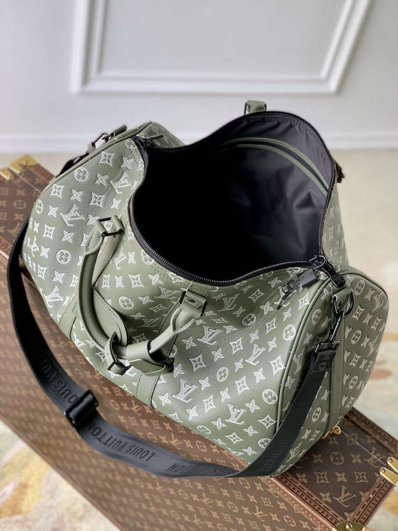 LV M12504 Louis Vuitton Keepall Bandouliere 50 Travel Bag Monogram Shadow