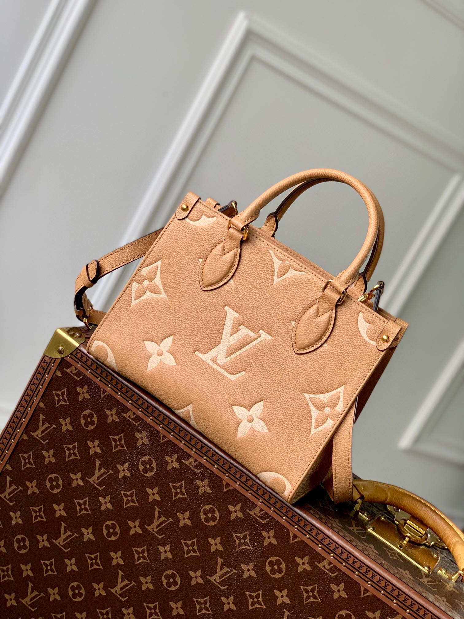 LV M12513 Louis Vuitton Onthego Pm Bag M45779 leather Light Brown - Default Title - View 1