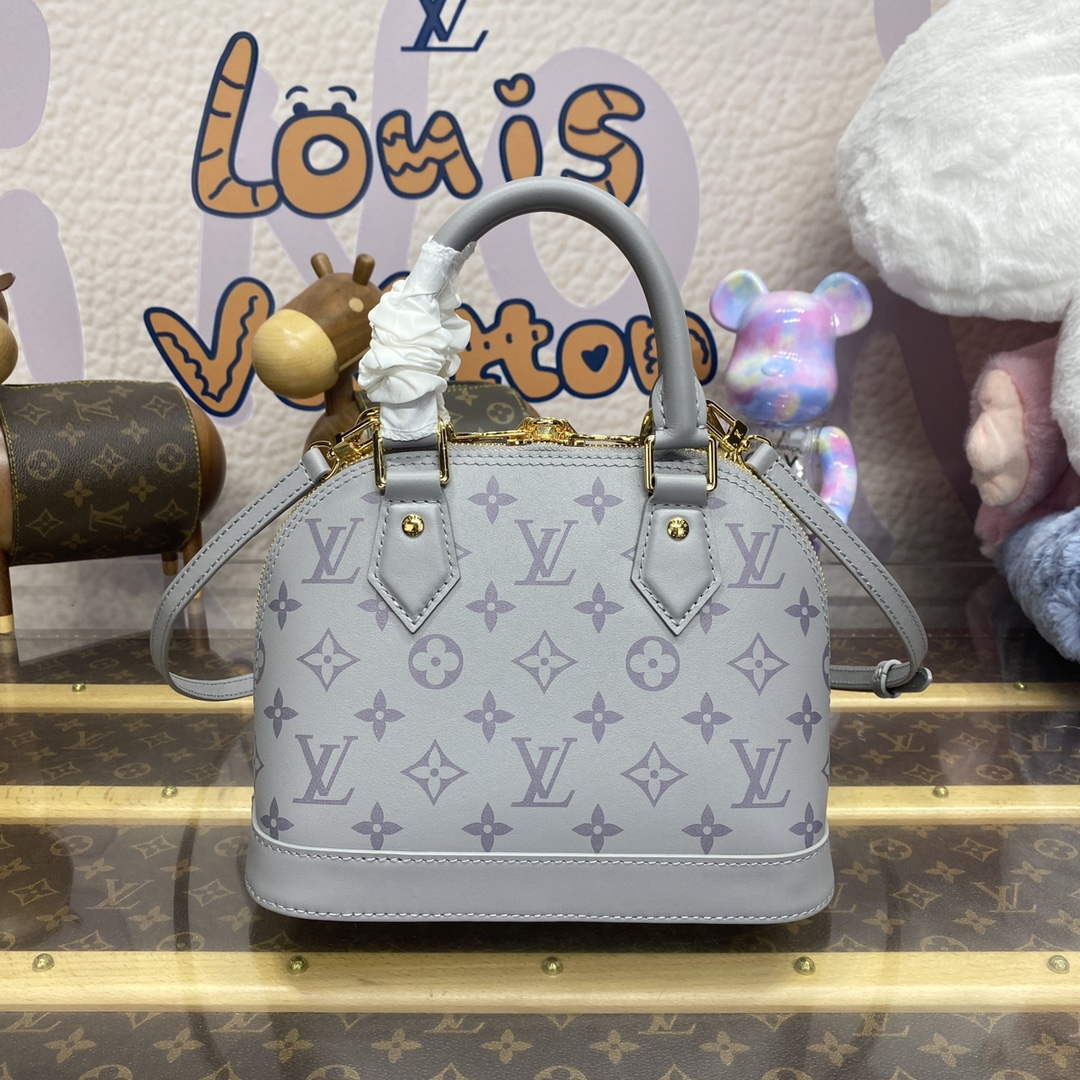 LV M12561 Louis Vuitton Alma BB Calfskin Leather Bag Trianon Gray