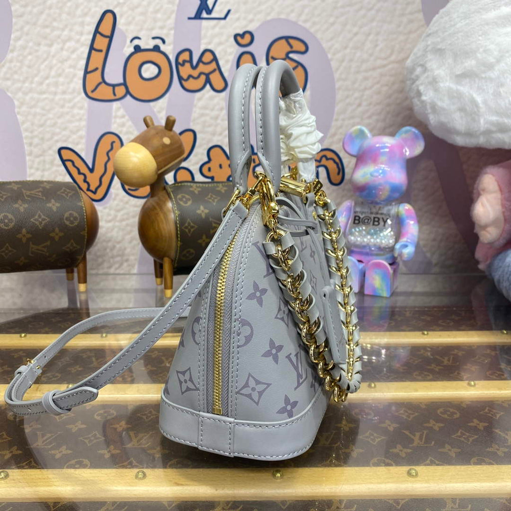 LV M12561 Louis Vuitton Alma BB Calfskin Leather Bag Trianon Gray